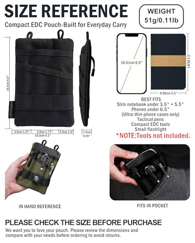VIPERADE VE1 Pocket Organizer, EDC Pouch for Men, EDC Organizer Storage EDC Gears, Multitool Pocket Pouch Hold Your Flashlight/Pocket Knife, Pen, Notebook Green