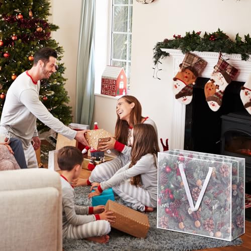 4PCS Christmas Wreath Storage Container, 25" Large Moving Bags Garland Container Clear Storage Bags with Handles Zippers Clear Christmas Storage Bags for Xmas Seasonal Holiday Wreath Storage Wrapping 4pcs clear