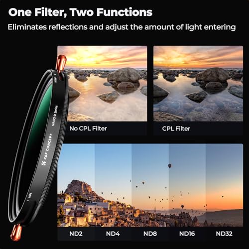 K&F CONCEPT 58mm Variable ND2-32 & Polarizing Effect 2-in-1 Lens Filter