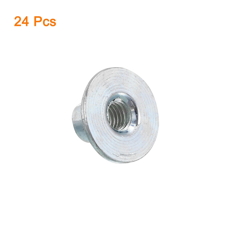 [Australia - AusPower] - uxcell M5 T-nuts, 24pcs Carbon Steel Tee Nut Round Base Weld Nuts 8mm Height Through Hole Flange Insert Female Thread Plate Nuts M5x8mm 