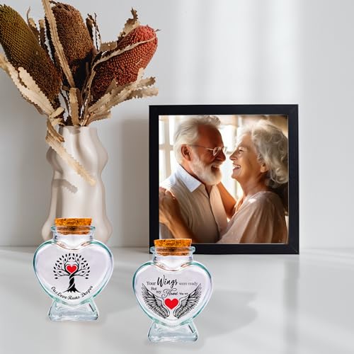 Glass Keepsake Bottles Set of 2, Tree of Life Memorial Holders Tree of Life, Angel wings