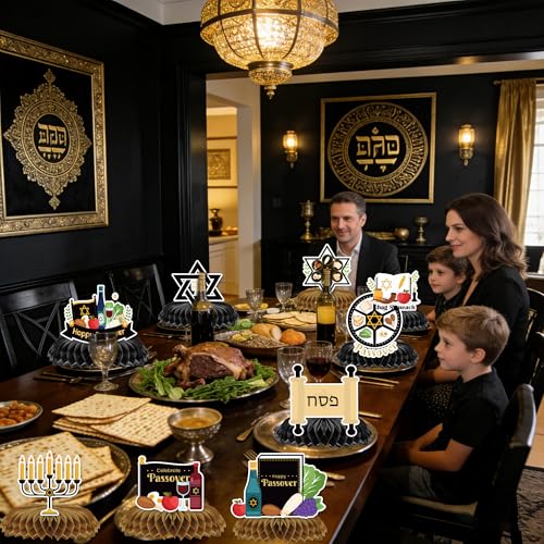 9Pcs Happy Passover Honeycomb Centerpieces Table Decorations Passover Party Table Decorations Jewish New Year Festival David Holiday Theme Party Table Supplies