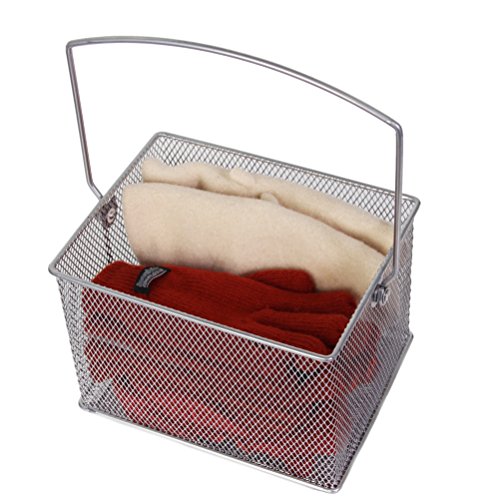 YBM Home Mesh Wire Food Storage Organizer Bin Basket with Handle for Kitchen Pantry, Cabinets, Bathroom, Laundry Room, Closets, Garage - Rectangle Metal Farmhouse Mesh Basket, 2 PACK