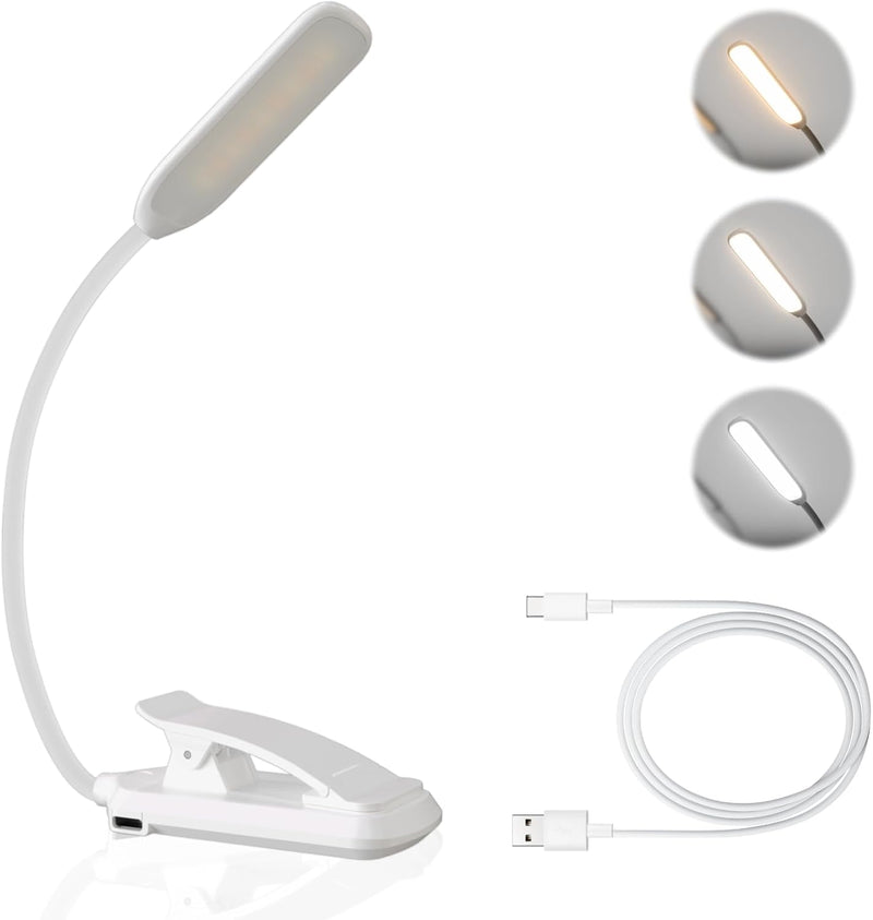 [Australia - AusPower] - LED Desk Lamp Eye-Caring Clamp Light Clamp Lamps Reading Lights with USB Port, 360°Flexible Gooseneck Bed Night Light by DWEPTU (Include AC Power Plug) 