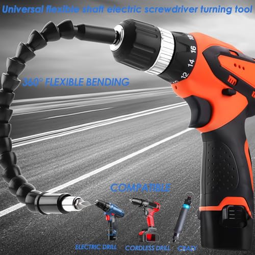 Angle Gear Adapter for Cordless Screwdriver, Angle Screwdriver Attachment, Flexible Shaft & Bit Holder for Tight Spaces, Angle Wrench Adapter for Hammer Drill and Torque Wrench