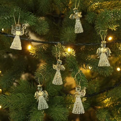Christmas Angel Ornaments Set, 12PCS Crystal Ornaments for Christmas Tree