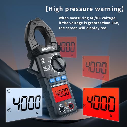 Digital Multimeter Tester 4000 Counts Amp Clamp Meter with 35mm Jaws for AC/DC Voltage and AC Current Meter, Resistance, Diode Capacitance, Continuity, Frequency, Thermocouple, NCV Auto-Ranging 4000 Counts Upgraded