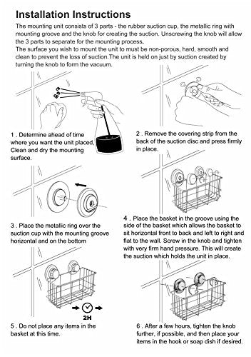 SANNO Suction Cup Shower Caddy Bath Wall Shelf, Deep Bathroom Basket Large Shower Caddy Bath Organizer Kitchen Storage Basket for Gel Holder Bathroom Storage Shampoo, Conditioner -Stainless steel stainless-1