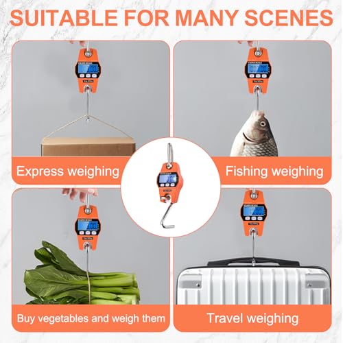 Digital Hanging Scale, 300 kg Mini Portable Scales with Hooks, LCD Display Suitcase Scales Digital with Hooks, Luggage Scales Support Load Scale, Spring Scales for Suitcases, Fishing, Hunting