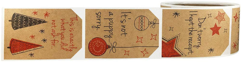 Natural Kraft Sarcastic Funny Gift Tags Holiday Present Stickers 2 x 3 Inch 100 Total Labels