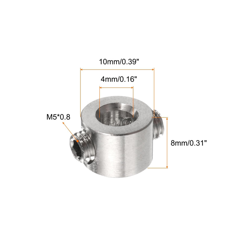 [Australia - AusPower] - 2pcs 4mm Drill Stop Collar Set Depth Stop, Adjustable Stainless Steel Drilling Limit Ring, Anodizing Surface Dowel Shaft Chuck Positioner with Hex Wrench, Silver 