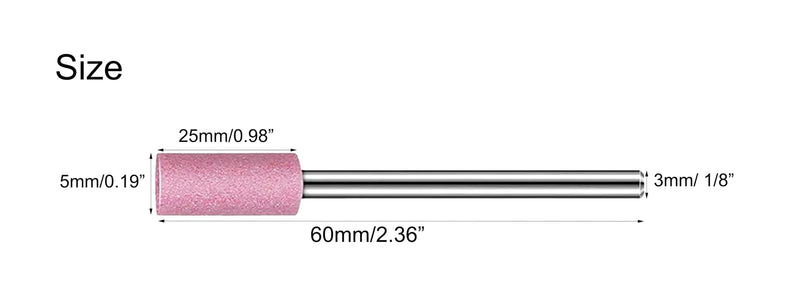 [Australia - AusPower] - NACX 5mm Cylinder Shape Abrasive Mounted Stone Grinding Wheel Head, Rotary Grinding Stone Bits, 1/8" Shank, 30Pcs (Pink) 