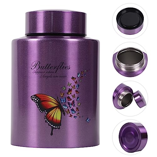 Medium Urns for Human Ashes Up to 60 Cubic Inches Medium Sized Urns for Ashes Adult Male Female Keepsake Cremation Urns for Ashes Stainless Steel (Butterflies, Purple) Butterflies