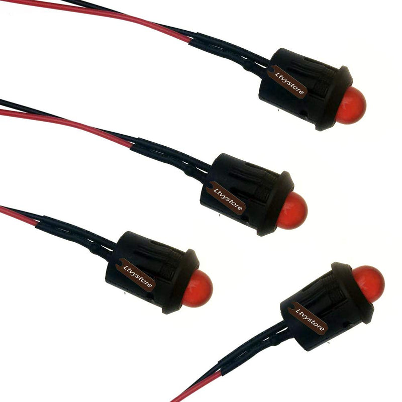 [Australia - AusPower] - 8MM 24V Red LED Pre Wired Prewired 7.87 Inch Lamp Light Bulb Prewired Emitting Diode & Black 8MM LED Plastic Clip Holder Display Panel 