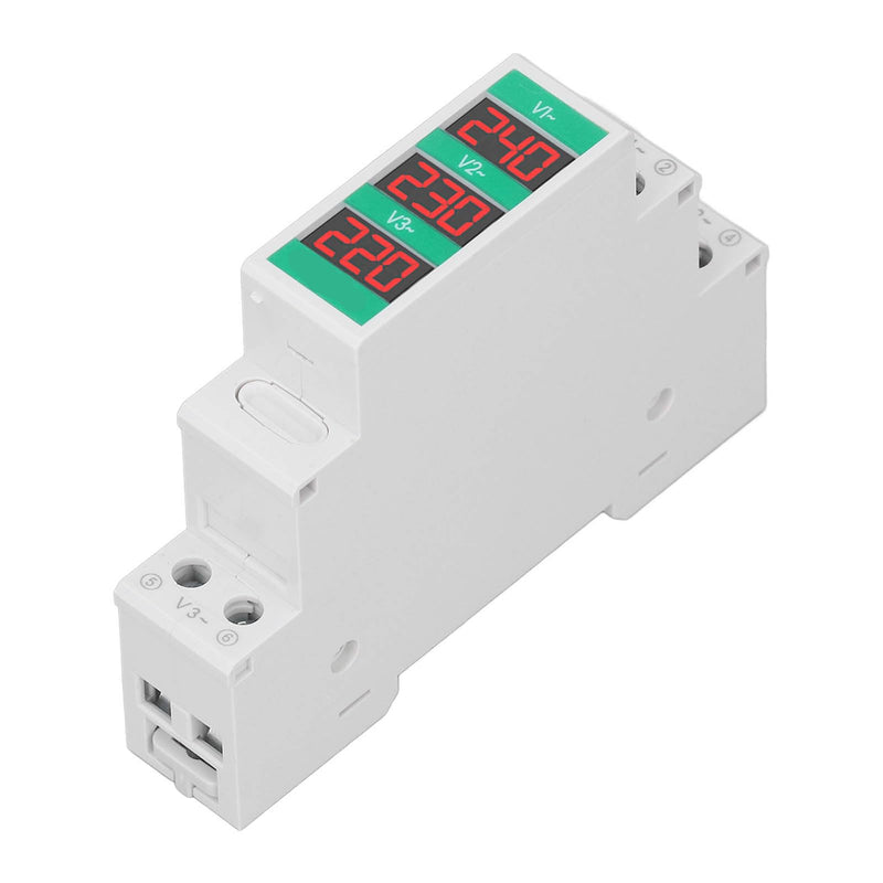 [Australia - AusPower] - 3 Phase AC Voltmeter Voltage Meter 60‑450V LCD Digital Display Voltage Meter Electric Power Meter with Din Rail Mount 