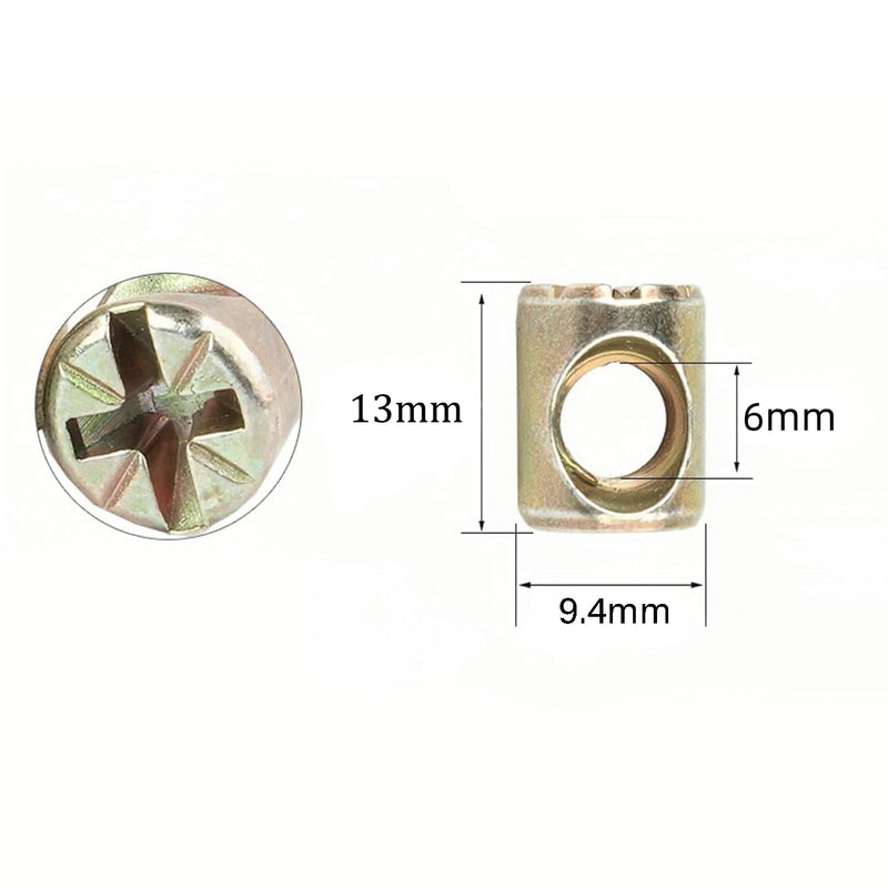 [Australia - AusPower] - NACX M6 x 13mm Cross Barrel Nuts Cross Dowel Slotted Nuts, 20Pcs Slotted Barrel Nuts 