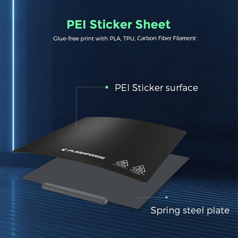 FLASHFORGE Adventurer 5M 3D Printer PEI Painting Sheet, Original Magnetic Flexible Dual-Sided PEI Coating Plate for PLA/PETG/TPU/PLA-CF/PETG-CF Printing