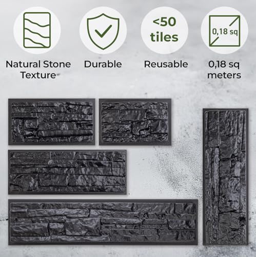 BETONEX 5-piece ABS plastic molds for concrete plaster wall stone, cement tiles, brick and stone veneer forms