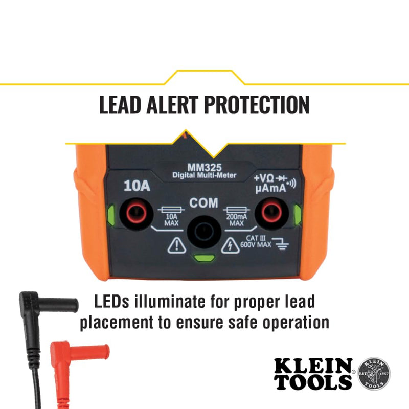 [Australia - AusPower] - Klein Tools MM325 Multimeter, Digital Manual-Ranging 600V AC/DC Voltage Tester, Tests Batteries, Current, Resistance, Diodes, and Continuity 