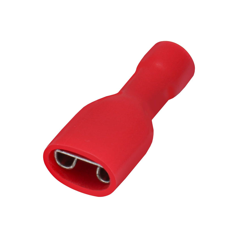 Heschen FDFD1.25-250 1/4" x 0.8mm Terminal Red Vinyl Fully Insulated Quick Coupler Socket for 0.5-1.5mm² (22-16AWG) (Pack of 100)