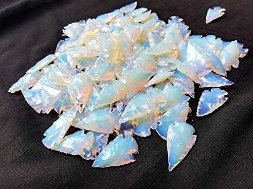 White Opalite arrowheads (20 PCS) - Handmade Opalite Crystal Stone for Healing & Well Being - Agate Arrowhead Necklace, Jewelry Making & Gifting - Natural Indian Flint Small Arrowheads Opal White Opalite arrowheads (20 PCS)