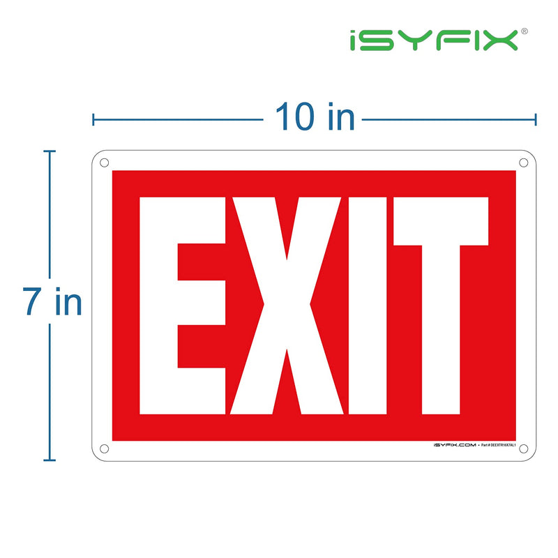 [Australia - AusPower] - iSYFIX Exit Sign – 1 Pack 10x7 Inch – 100% Rust Free .040 Aluminum Signs, Laminated for Ultimate UV, Weather, Scratch, Water and Fade Resistance, Indoor and Outdoor, Exit Signs for Exterior. Red 10x7 Aluminum 