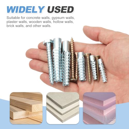 PATIKIL 30 Pcs Drywall Hollow Wall Anchors with Screws 0.24 x 2.36, Steel Dry Wall Anchors Kit for Wooden Concrete Plaster Hinge Hole Repair, Brass (8 x 60mm) 8 x 60mm