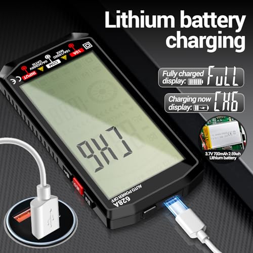 ANENG TRMS 6000-count rechargeable digital multimeter tester in black for voltage testing