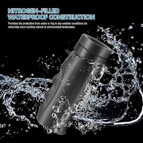 Waterproof Compact Monocular 10x25 - Bundle with - Smartphone Telescope Adapter Camera Mount
