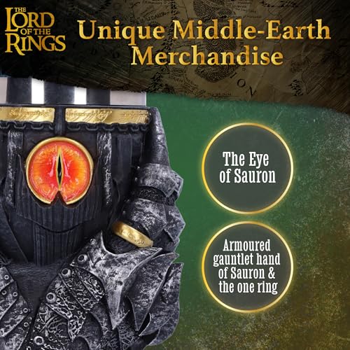 Nemesis Now Lord of the Rings Goblet - Hand-Painted Themed Drinkware, Perfect Collectible for LOTR Fans and Enthusiasts - Sauron Gray 13.5 Ounces