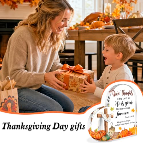 HOWAF Thanksgiving Fall Religious Decor Acrylic Heart Sign