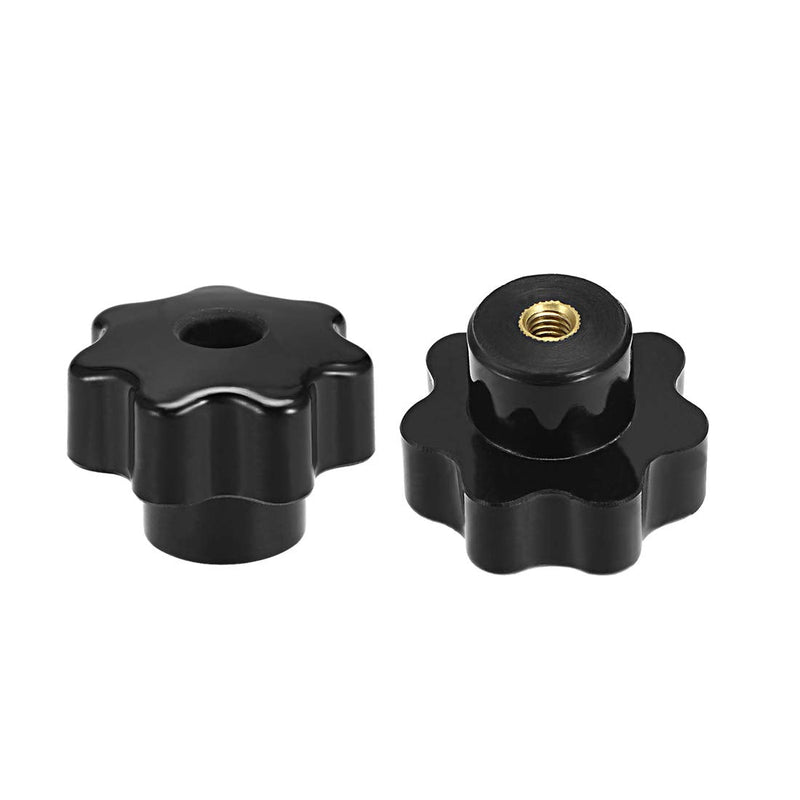[Australia - AusPower] - uxcell 2 Pcs Star Knob Grip Handle M8 Diameter 39mm Brass Insert Female Thread Black M8 x 39mm 