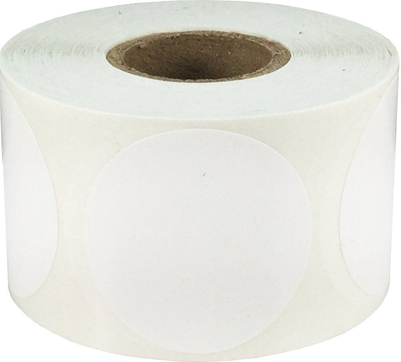 White Color Coding Labels for Organizing Inventory 1.5 Inch Round Circle Dots 500 Total Adhesive Stickers On A Roll