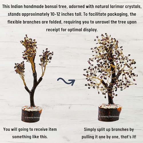 Amazing Gemstone Garnet Natural Healing Crystal Bonsai Feng Shui Fortune Money Tree of Life for Home Office Decor, 10-12 Inch