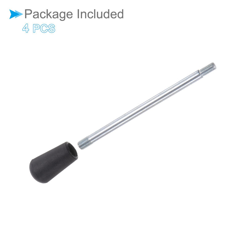 [Australia - AusPower] - Revolving Crank Clamping Handle, M8 Male Thread 180mm Length, Chrome Plated Long Arm Handwheel Handle Knob Black - (Applications: for Lathe Machinery), 4-Pieces 