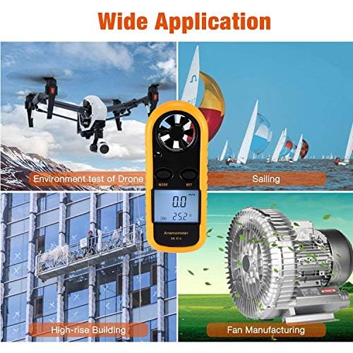 [Australia - AusPower] - Anemometer Handheld, Lightweight air Velocity Measurement Thermometer, Digital LCD Backlight Anemometer, Suitable for Weather, Windsurfing, Kite, Sailing, Surfing, Fishing 