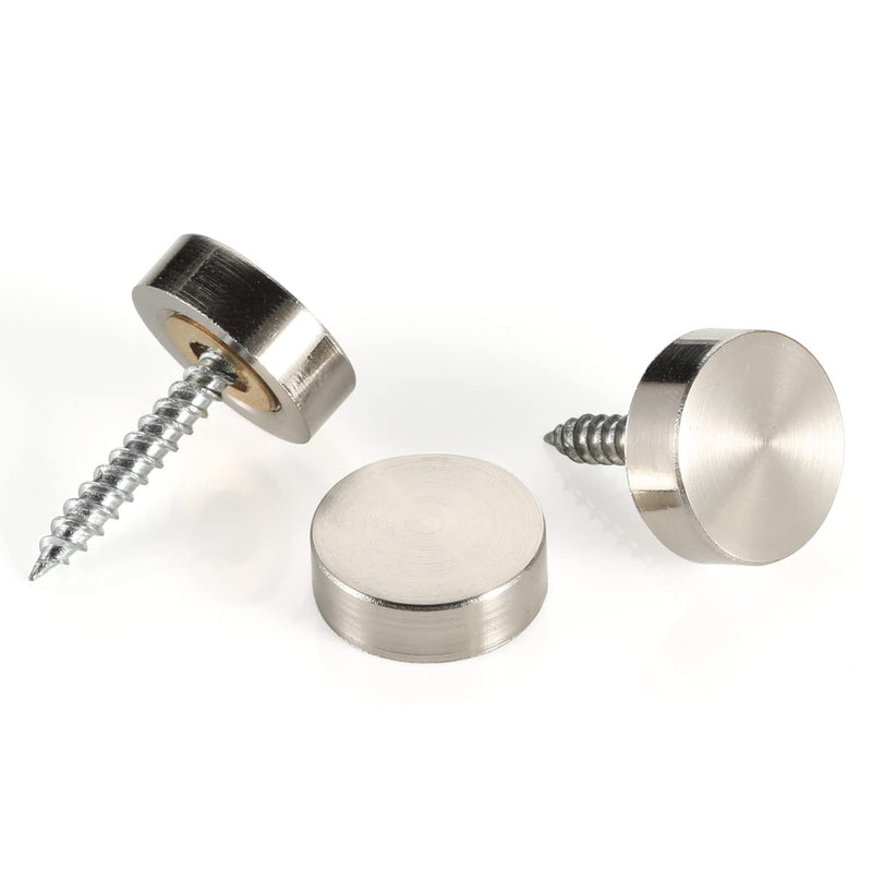 [Australia - AusPower] - 20 PCS Screw Covers Caps (Solid Brass Construction) Mirror Screws Fasteners, Sign Advertising Hardware, 3/5" Diameter, Brushed Stainless Steel Brushed Finish (20 Pcs) 