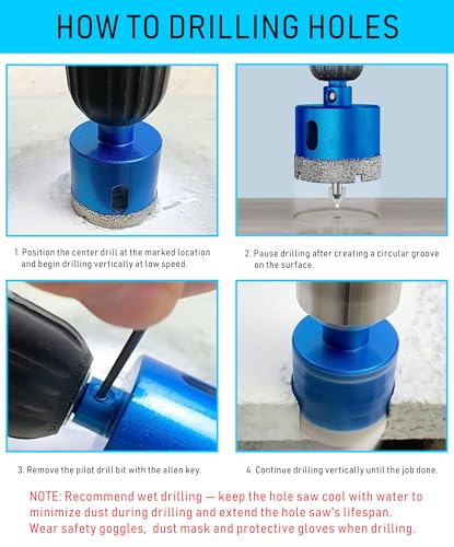 TurstAid Diamond Hole Saw 5-1/2 Inch with Pilot Guide Drill Bit - Performance Diamond Tile Hole Saw for Porcelain, Glass, Marble, Ceramic