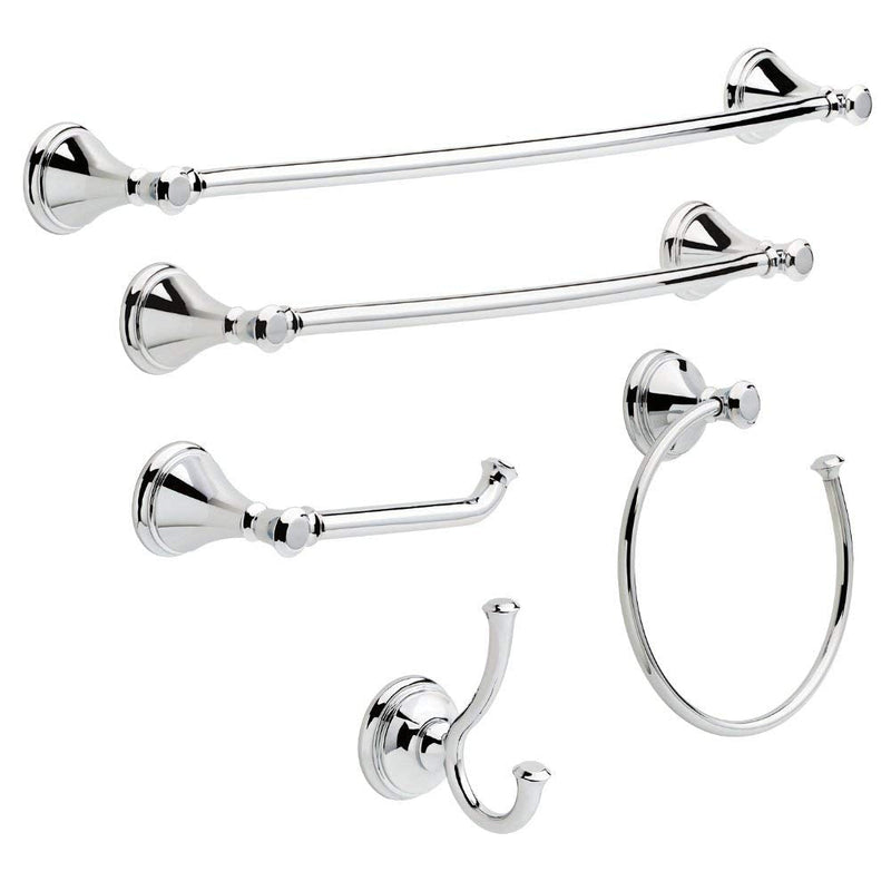 Delta Towel Rack | 24 Inch Polished Chrome Towel Bar for Bathroom, Kitchen | Cassidy Accessories Single