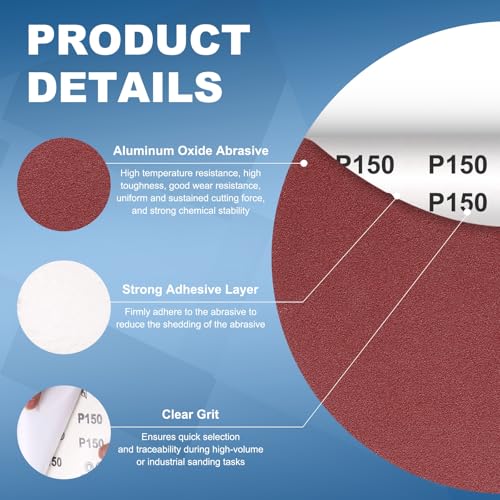 Intoolish 10-inch 1200 grit red aluminum oxide PSA sanding discs, 10-pack