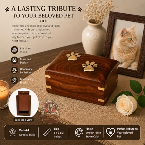 Rosewood Cremation Box Pet Urn Peaceful Pet Memorial Keepsake Urn for Ashes
