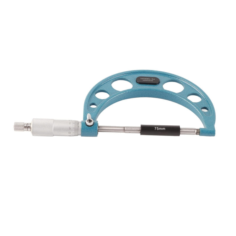 Outside Micrometer Stainless Steel High Accuracy Outside Micrometer Thickness Gauge with Wrench 0.01mm External Micrometer Tool for Accurate Measuring Material Thicknesses (75-100mm) 75–100 mm