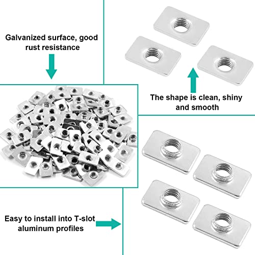 LifCratms M5 flat sliding T-nuts, 100-piece set for 2020 Series 20M5 aluminum extrusion profiles
