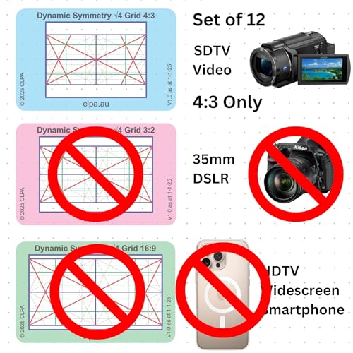 4:3 Directors Viewfinder Set, 12 Layouts, 12 Cards Set - Full 4:3 Only