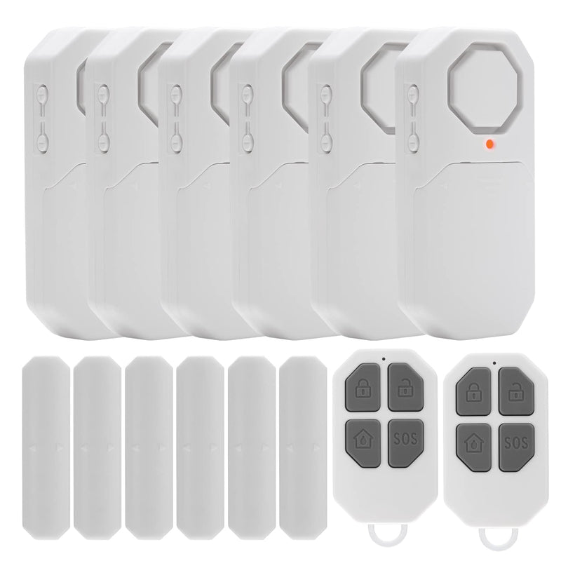 Door Window Alarm When Opened for Home Security with Remote, Wireless Door Sensor Alarm for Kids Safety with Adjustable Volume ( 6Pcs Sensor +2Remote)