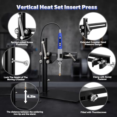 Sulataya vertical heat set insert tool with 80W soldering iron for 3D printing