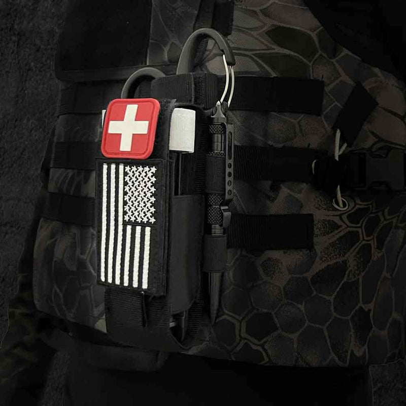 [Australia - AusPower] - 2 Piece Upgrade Laser Cut 1000D Molle Torniquet Pouch, Tactical Medical Tourniquet Pouch Holster Pouch Only-BLACK 