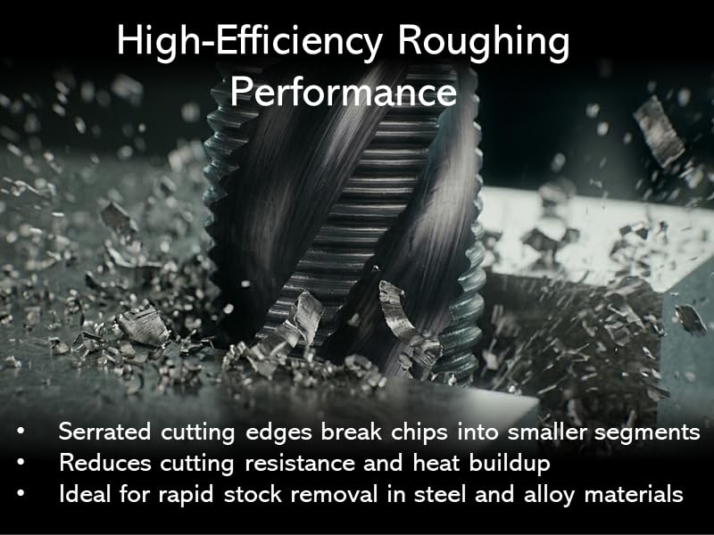 Accusize Industrial Tools 1/2'' Fine Tooth M42 8% Cobalt Tialn Roughing End Mill, 1/2'' Shk Dia, 2'' Flute Length, 4'' Oal, 4 Flute, 1104-0120 | Fine Tooth, M42 8% Cobalt, TiAlN Coated, 4" OAL, Single End, Center Cutting