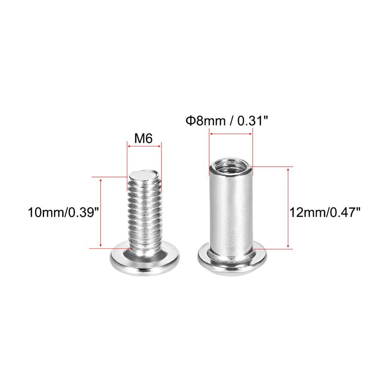 [Australia - AusPower] - uxcell Screw Post Fit for 5/16"(8mm) Hole Dia, Male M6x12mm Belt Buckle Binding Bolts Leather Fastener Stainless Steel 5 Sets 