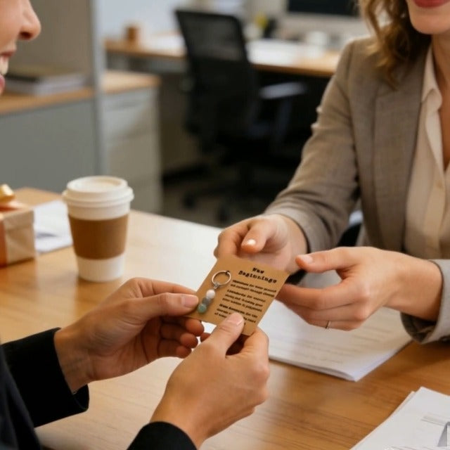 GINAZL Natural Crystals Keychain Gift for New Beginnings, New Beginnings Gifts for Coworker Anxiety Relief Keychain for Women